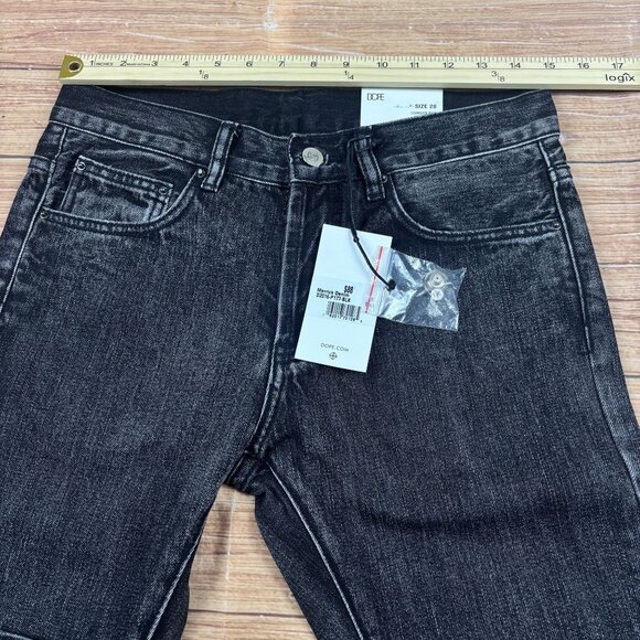 Dope Black Washed Denim Straight Leg Jeans Mens Size 28X32 Cotton Casual Fit - Picture 5 of 13